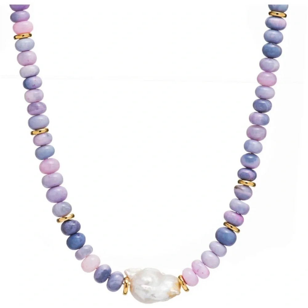 Mayamar luxurious Purple Opal Baroque pearl Necklace - Picture 4 of 5